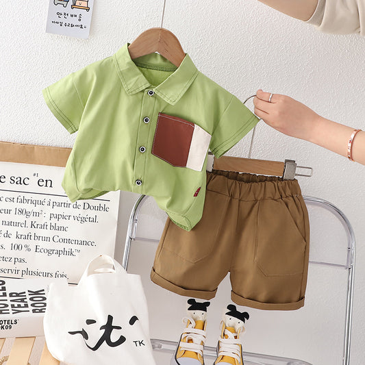 Constrasting Pocket Shorts Set