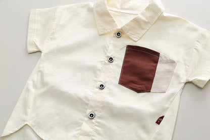 Constrasting Pocket Shorts Set